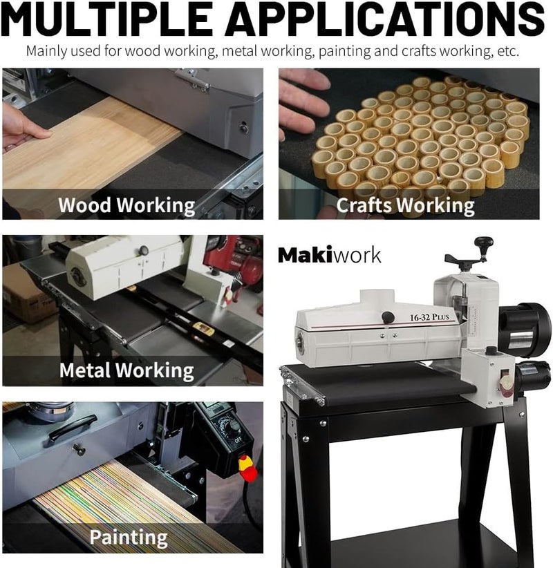 makiwork Drum Sander Feed Belt Conveyor Compatible with JET & Performax 16-32 Plus - 100 Grit Silicon Carbide Feed Belt, 16-1/4" x 43-1/2" - Image 5